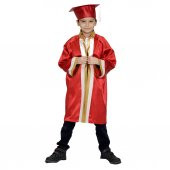 Mezuniyet Kep Cübbe İLKOKUL Kırmızı Gold Ekru - 3