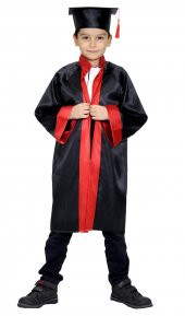 Mezuniyet Kep Cübbe İlkokul Siyah Kırmızı - 1