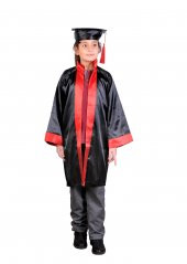 Mezuniyet Kep Cübbe İlkokul Siyah Kırmızı - 2