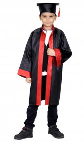 Mezuniyet Kep Cübbe İlkokul Siyah Kırmızı - 3