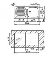 TEKA EVYE İNFANT OB PASLANMAZ ÇELİK SAĞ 86X44 SİFON DAHİL - 2