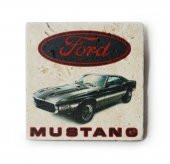 1969 Ford Mustang GT500 Baskılı Doğal Traverten Bardak Altlığı - 1
