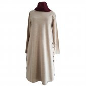 Düğme Detaylı Triko Tunik - Krem - 1