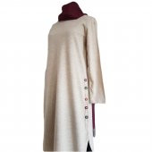 Düğme Detaylı Triko Tunik - Krem - 2