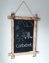 CEEBEBEK DEKORATİF İPLİ KARA TAHTA YAZI TAHTASI TEBEŞİR NOT PANO NOT KAĞIDI - 2