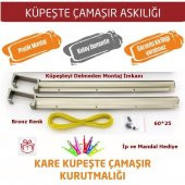 Balkon Çamaşır Kurutma Askısı Dikdörtgen Küpeşte 60*25 Bronz - 1