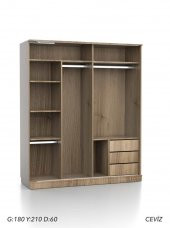 DSM DİZAYN SRG-201 İKİ KAPILI AYNALI SÜRGÜLÜ 180 CM CEVİZ GARDIRO - 1