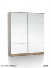 DSM DİZAYN SRG-201 İKİ KAPILI AYNALI SÜRGÜLÜ 180 CM CEVİZ GARDIRO - 2