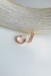 Sıra Zirkon Taşlı Gümüş Küpe - 2