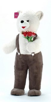 TULUMLU PELUŞ AYI 120 CM ÇİÇEK TUTAN DEV BOYUT PELUŞ AYICIK - 1