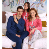 YENİ İNCİ BAYAN BİSİKLET YAKA PİJAMA  TAKIM 1166 NAR ÇİÇEĞİ - 2
