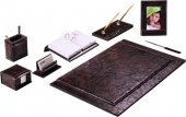 GIPTA (KALİTELİ) DESKTOP KAHVE DERİ 9 Parça Ofis Sümen Takım 7128 - 1