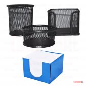 OFİS MASA SET KALEMLİK + KÜP BLOKNOT Kağ + ATAÇLIK 3+1 METAL FİLE - 2