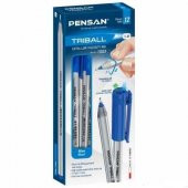 PENSAN TRİBALL MAVİ SİYAH AKIŞKAN Mürekkepli TÜKENMEZ KALEM 12 AD - 1