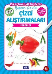 ÇIKARTMALI YAPIŞTIR ÇİZ SİL YAZBOZ ÇİZGİ ALIŞTIRMALARI (SEBZELER) - 1