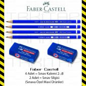 FABER CASTELL 4 AD SINAV KALEMİ 2B KURŞUN KALEM 2 ADET MAVİ SİLGİ - 3