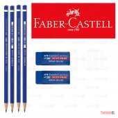 FABER CASTELL 4 AD SINAV KALEMİ 2B KURŞUN KALEM 2 ADET MAVİ SİLGİ - 2
