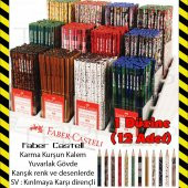 FABER CASTELL YUVARLAK KURŞUN KALEM 1 DÜZNE (12 ADET) FARKLI RENK - 1