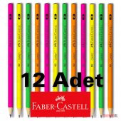 FABER CASTELL YUVARLAK KURŞUN KALEM 1 DÜZNE (12 ADET) FARKLI RENK - 1