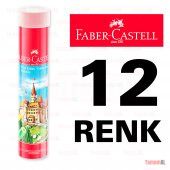 FABER CASTELL 12 Li UZUN TAM BOY KURU BOYA METAL TÜP8690826165124 - 1