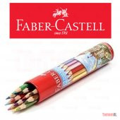 FABER CASTELL 12 Li UZUN TAM BOY KURU BOYA METAL TÜP8690826165124 - 2