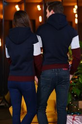 Sevgili Kombinleri Renkli Sweatshirt Kapşonlu My World - 3