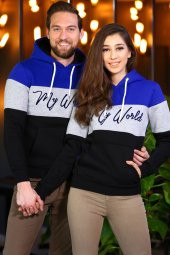 Sevgili Kombinleri Renkli Sweatshirt Kapşonlu My World - 2