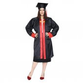 Mezuniyet Kep Cübbe Lise Siyah Kırmızı Brodeli - 1