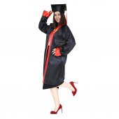 Mezuniyet Kep Cübbe Lise Siyah Kırmızı Brodeli - 2