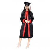 Mezuniyet Kep Cübbe Lise Siyah Kırmızı - 1