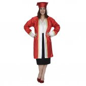 Mezuniyet Kep Cübbe Lise Kırmızı Ekru Gold - 1