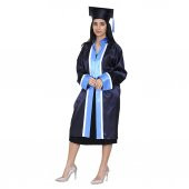 Mezuniyet Cübbe Kep Lise Lacivert Beyaz Şeritli - 2