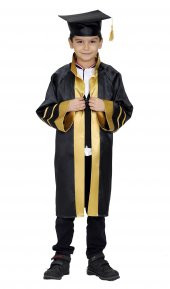 Mezuniyet Kep Cübbe Siyah Gold Şeritli İlkokul - 1