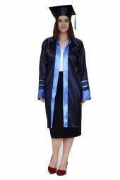 Mezuniyet Kep Cübbe Lise Lacivert Mavi Şeritli - 1