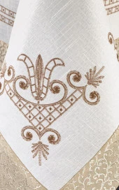 Lale Baskılı Dikdörtgen Masa Örtüsü Gold thumbnail 3