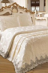 Çeyizdiyarı Fransız Güpürlü Jasmine Pike Takımı Krem thumbnail 2