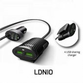 LDNIO C502 5.1A 4 Portlu USB Araba Şarj Aleti Uzatma Kablosu - 1