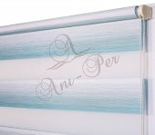 Zebra Perde Brillant Pliseli İki Renkli Turkuaz Beyaz Tüm Ölçüler - 1