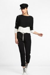 SAY KOLLARI KUŞ GÖZLÜ BAYAN BLUZ - 1911006 SİYAH - 1