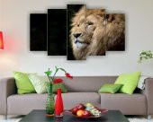 Aslan Temalı 5 Parçalı Mdf Tablo - 1