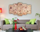 Piri Reis Harita 5 Parçalı MDF Tablo - 1