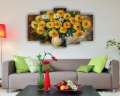 Natürmort Çiçekler 5 Parçalı MDF Tablo - 1