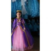 Rapunzel Kostüm - Taçlı Rapunzel Kostümü - Pelerinli Taclı Rapunz - 6
