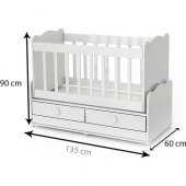 Beşik Ahşap Çift Çekmeceli Sallanır Bebek Beşiği anne yanı - 3