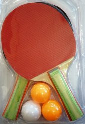 KALİTELİ MASA TENİS RAKETİ 2Lİ 3 ADET PİNPON TOPU HEDİYELİ - 1