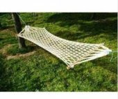 Tek Kişilik Çift Makrome Örgülü Pamuk Hamak Salıncak 95x220 Cm BAĞLAMA İPLİ - 2