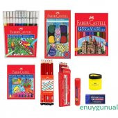 FABER CASTELL PASTEL BOYA KURU BOYA SULU BOYA KURŞUN KALEM KIRMIZI KALEM KEÇELİ KALEM - 1