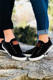 UNISEX CİFT KOMBİNİ SİYAH KETEN GÜNLÜK SPOR AYAKKABI - 1