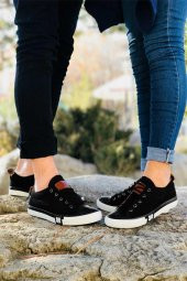 UNISEX CİFT KOMBİNİ SİYAH KETEN GÜNLÜK SPOR AYAKKABI - 2