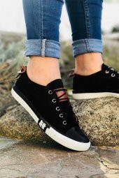 UNISEX CİFT KOMBİNİ SİYAH KETEN GÜNLÜK SPOR AYAKKABI - 5